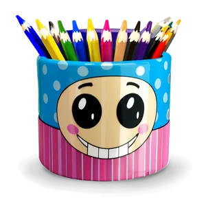 Cartoon Character Pencil Holder Png Qtw PNG image