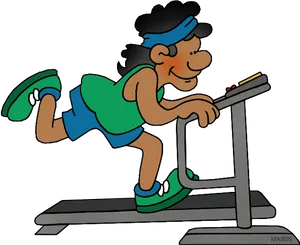 Cartoon Character Runningon Treadmill PNG