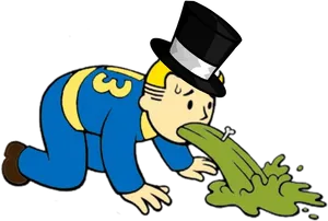 Cartoon Character Vomitingin Top Hat PNG image