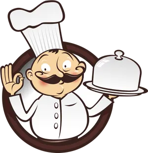 Cartoon Chef Holding Dish PNG image