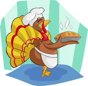 Cartoon Chef Turkeywith Pie