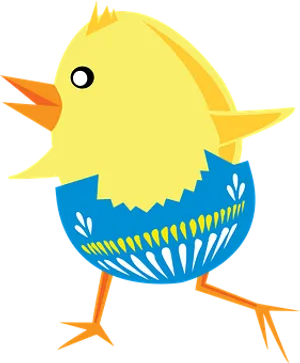 Cartoon Chick Hatching From Egg