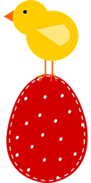 Cartoon Chick On Red Egg
