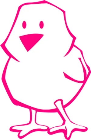 Cartoon Chick Outline Pink White