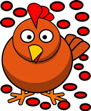 Cartoon Chicken Red Dots Background