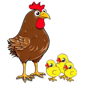 Cartoon Chicken With Chicks Png 06272024 PNG image