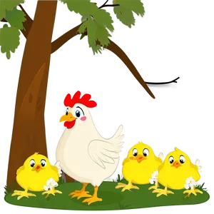 Cartoon Chicken With Chicks Png 36 PNG image