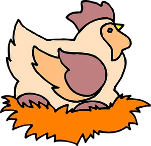 Cartoon Chickenin Nest PNG image
