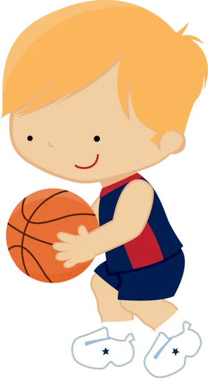 Cartoon Child Basketball Player Clipart PNG image