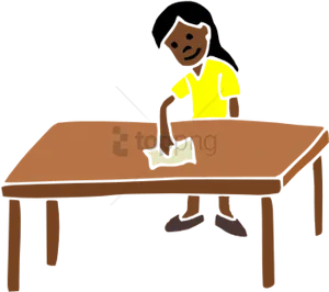 Cartoon Child Cleaning Table Clipart PNG image