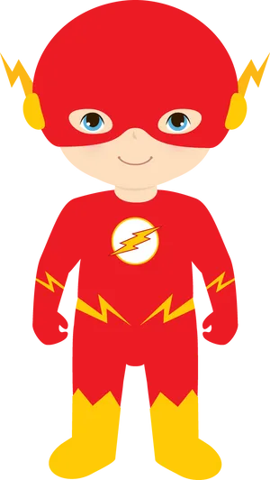 Cartoon Child Dressedas Flash