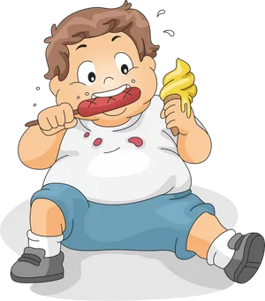 Cartoon Child Enjoying Ice Cream PNG image