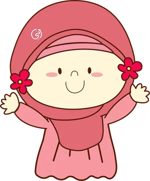 Cartoon Child In Hijab PNG image