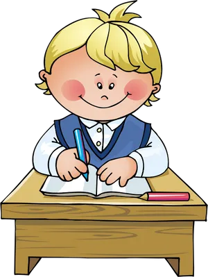 Cartoon Child Studyingat Desk.png PNG image