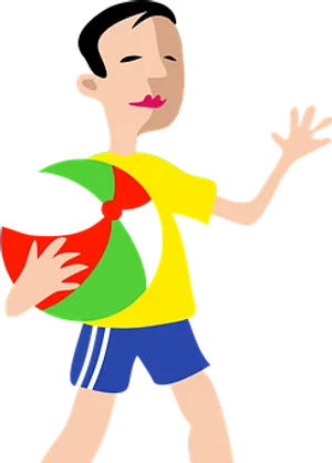 Cartoon Child With Beach Ball PNG image