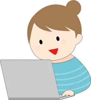 Cartoon Child With Laptop PNG