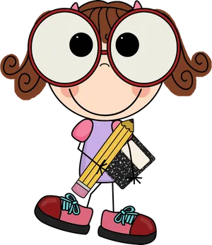 Cartoon Child With Oversized Glasses PNG image