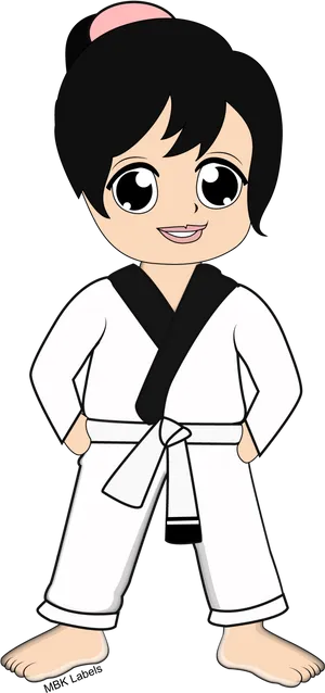 Cartoon Childin Black Belt Karate Gi.png PNG