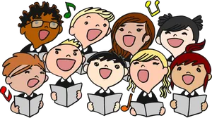 Cartoon Children Choir Singing