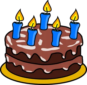 Cartoon Chocolate Cakewith Candles PNG image