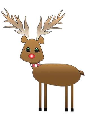 Cartoon Christmas Reindeerwith Red Nose