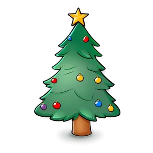 Cartoon Christmas Tree Outline PNG 06132024