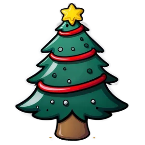 Cartoon Christmas Tree Outline PNG 06132024