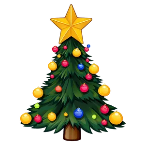 Cartoon Christmas Tree Star PNG 06282024