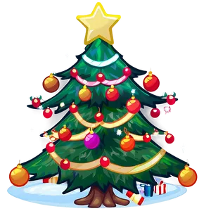 Cartoon Christmas Tree With Elves PNG 25