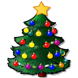 Cartoon Christmas Tree With Lights Png 06132024 PNG image