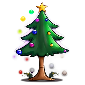 Cartoon Christmas Tree With Lights Png Ced37 PNG image