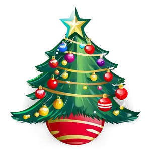 Cartoon Christmas Tree With Ornaments PNG 06132024