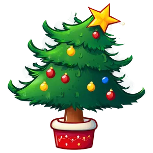 Cartoon Christmas Tree With Reindeer PNG Vyh25 PNG