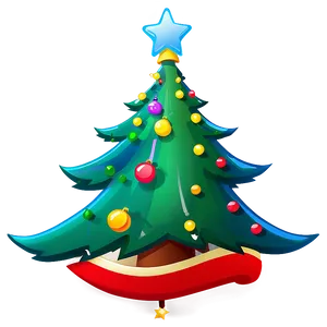 Cartoon Christmas Tree With Star PNG 06132024