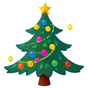 Cartoon Christmas Tree With Star PNG 32