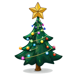 Cartoon Christmas Tree With Star PNG Xas