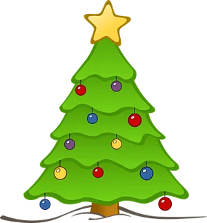 Cartoon Christmas Treewith Ornamentsand Star