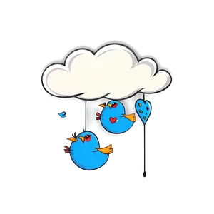 Cartoon Cloud With Birds Png 79 PNG image