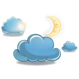 Cartoon Cloud With Moon PNG 35 PNG