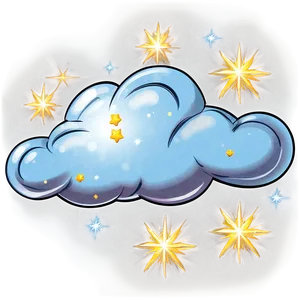 Cartoon Cloud With Sparkles Png Emi52 PNG image