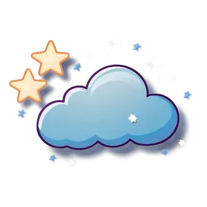 Cartoon Cloud With Stars PNG Iew