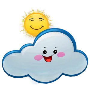 Cartoon Cloud With Sun PNG Ayk16