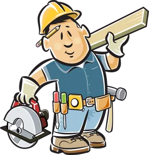 Cartoon Construction Worker Vector PNG image