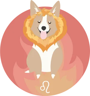 Cartoon Corgi Smiling Circle Background PNG