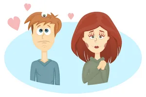 Cartoon Couple Emotions PNG