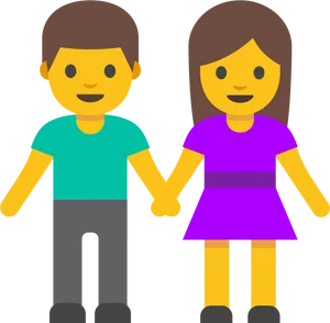 Cartoon Couple Holding Hands Emoji PNG image