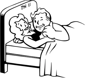 Cartoon Couplein Bed Thumbs Up PNG image