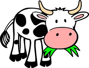 Cartoon Cow Eating Grass PNG image