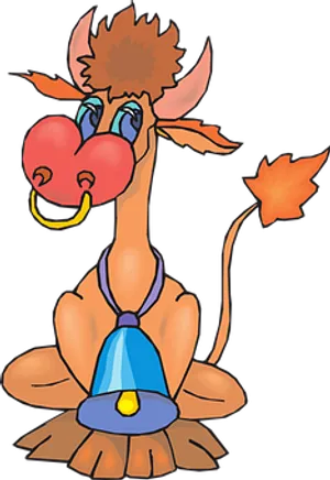 Cartoon Cow Ringing Bell PNG image