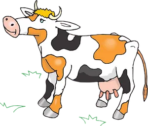 Cartoon Cow Standingin Field PNG image